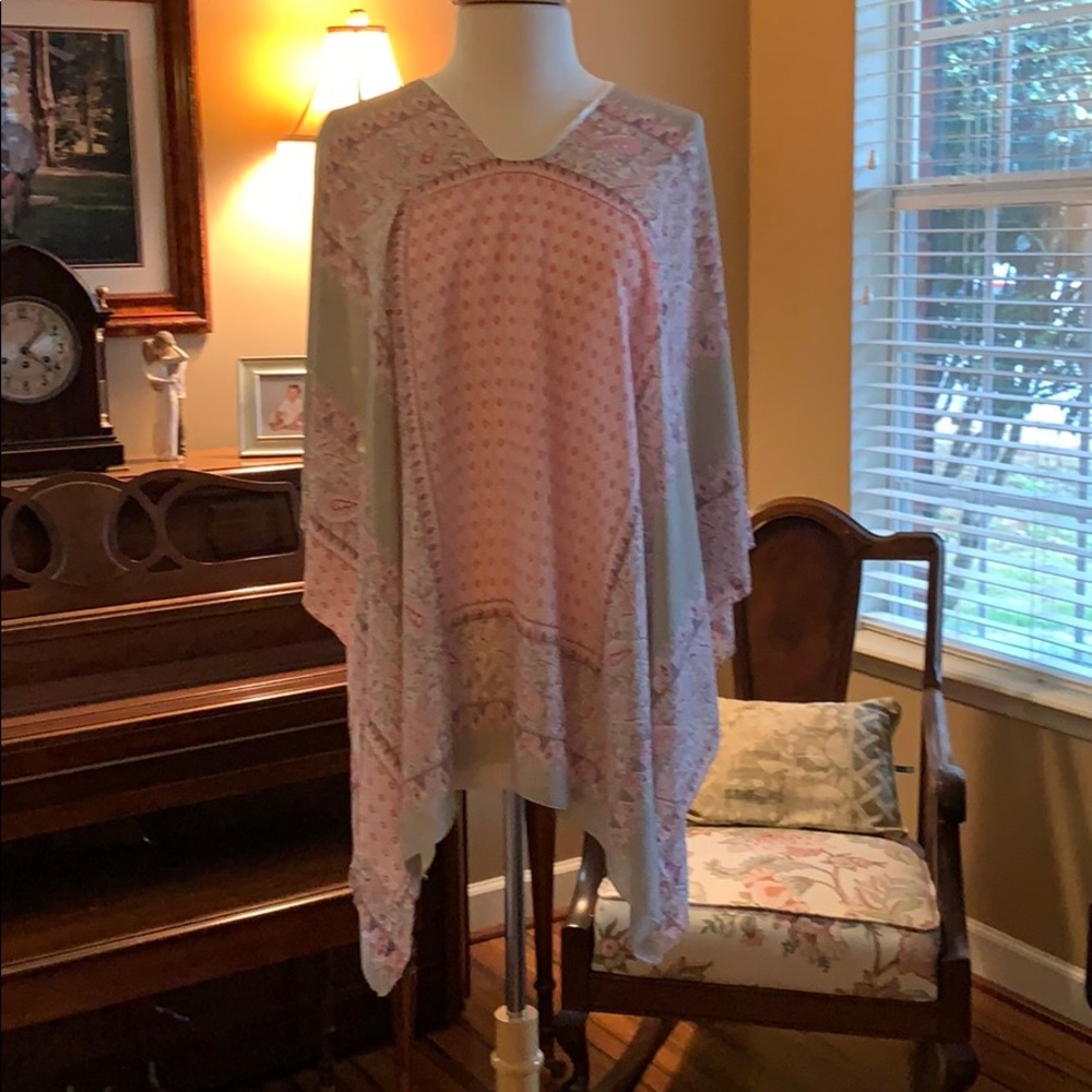 Pink & Gray spring or summer poncho